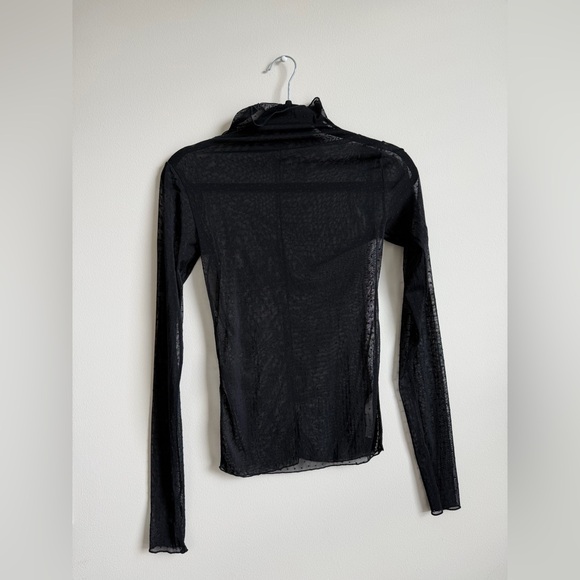 Free people on the dot layering mesh turtleneck Black Sheer Top small - Picture 3 of 5